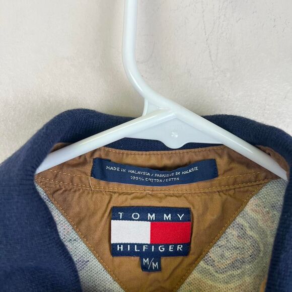 Vintage Tommy Hilfiger Quarter Button Collared Aztec Pattern Long Sleeve Size M - Picture 6 of 8